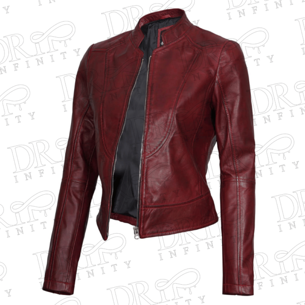 DRIP INFINITY: Women's Burgundy Leather Jacket