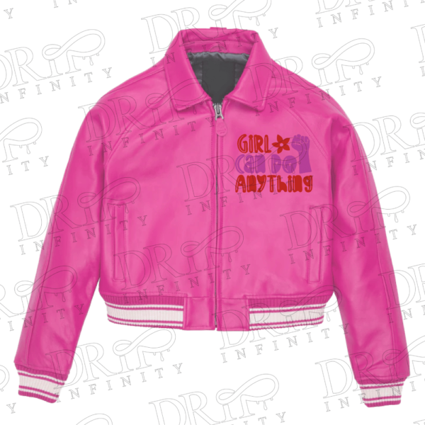 DRIP INFINITY: Girl Do Anything Pink Leather Varsity Jacket (Limited Edition )