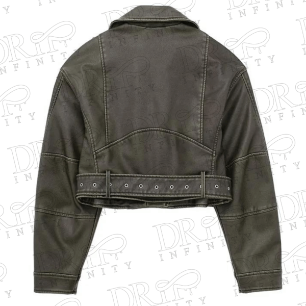 DRIP INFINITY: Women's Stone Faux Leather Biker Jacket (Back)