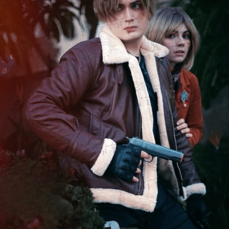 DRIP INFINITY: Resident Evil Leon Kennedy Shearling Leather Jacket