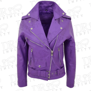 DRIP INFINITY: Helen Lilac Cowhide Biker Leather Jacket (Limited Edition)