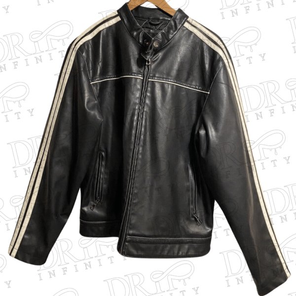 DRIP INFINITY: Men's Striped Biker Leather Jacket