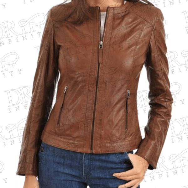 DRIP INFINITY: Women's Brown Genuine Leather Jacket