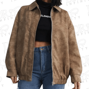 DRIP INFINITY: Women's Drop Shoulder Leather Jacket