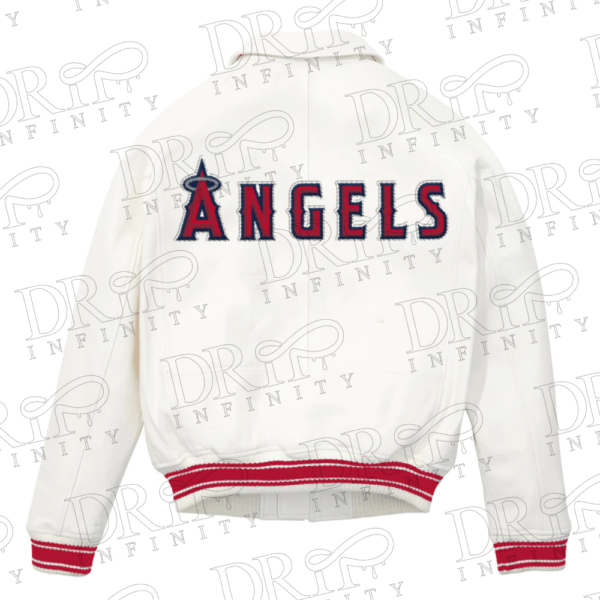 DRIP INFINITY: Angels White Leather Varsity Jacket