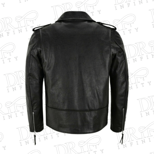 DRIP INFINITY: Men's Motorcycle Perfect Black Cow hide Biker Jacket (back)