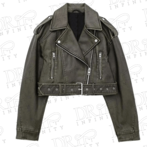 DRIP INFINITY: Women's Stone Faux Leather Biker Jacket