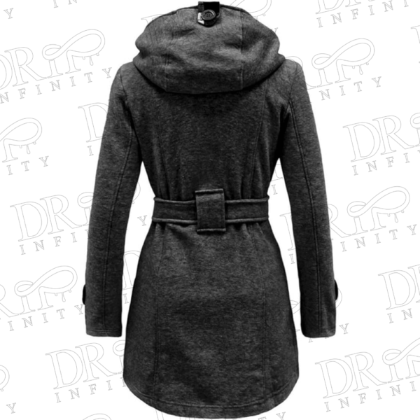 Drip Infinity: Plaid Print Belt Dark Gray Double Breasted Christmas Hooded Wool Coat