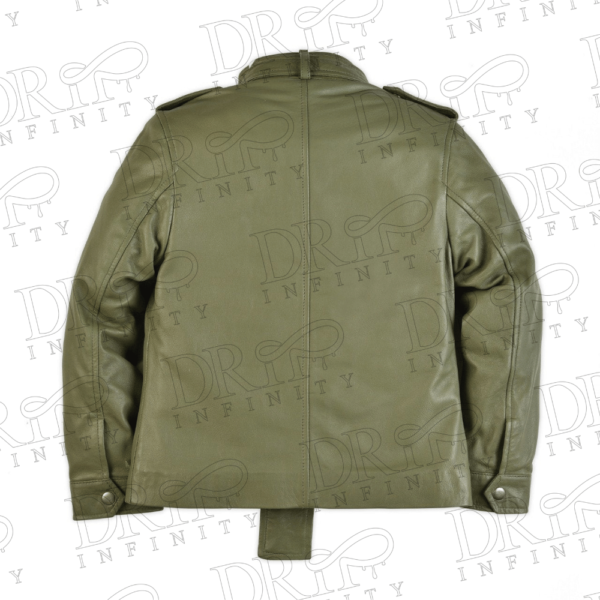 DRIP INFINITY: Army Green Girls Leather Jacket