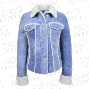 DRIP INFINITY: Denim Blue Washed Genuine Shearling Leather Jacket (Limited Edition)