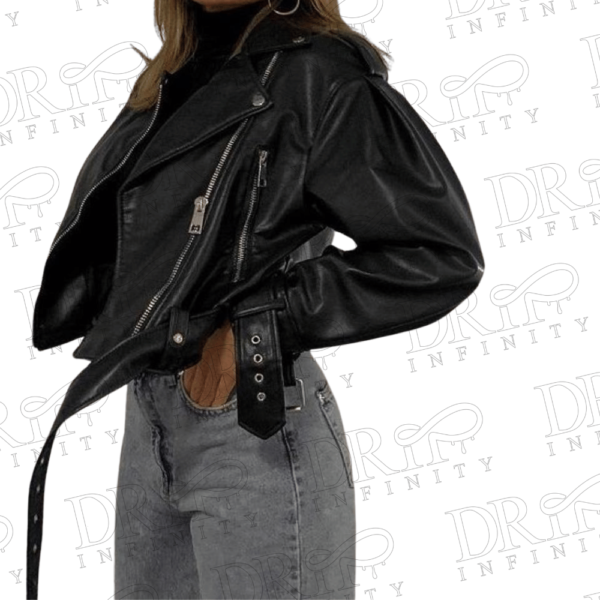 DRIP INFINITY: Oversize Black Biker Crop Leather Jacket