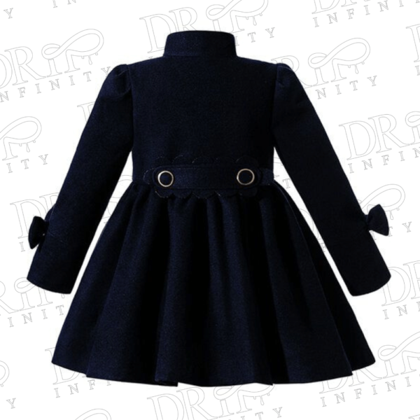 Drip Infinity: Teen Girls Dark Blue Outfit Winter Warm Single Breasted Wool Christmas Coat 2024