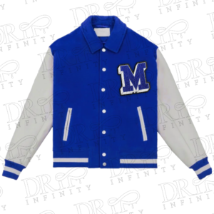DRIP INFINITY: Men's Royal Blue Wool & Leather Letterman Varsity Jacket