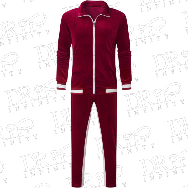 Drip Infinity: Men's Wine Velvet Twin Side Stripe Tracksuit