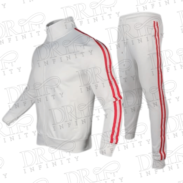 Drip Infinity: Men's White Twin Side Stripe Tracksuit