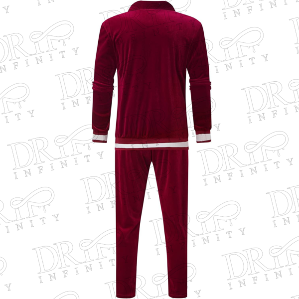 Drip Infinity: Men's Wine Velvet Twin Side Stripe Tracksuit