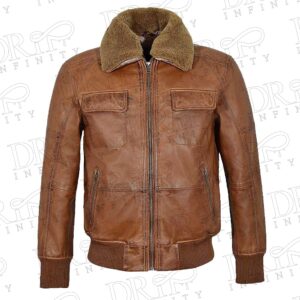 Men's Brown VTG Shearling Bomber Leather Jacket