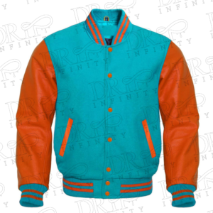 DRIP INFINITY: Teal & Orange Varsity Letterman Jacket