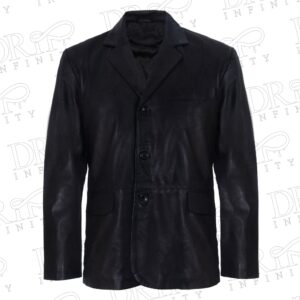 Drip Infinity: Men's Black Genuine Italian Vintage Black Leather Blazer