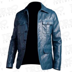 DRIP INFINITY: Men's Blue Genuine Lambskin Real Leather Four Pocket Blazer