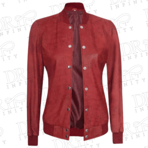 DRIP INFINITY: Women's Bomber Maroon Leather Jacket