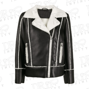DRIP INFINITY: Women's Black Shearling Fur Leather Jacket