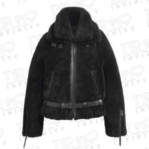 DRIP INFINITY: Women's Black Shearling Leather Jacket