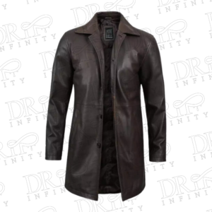DRIP INFINITY: Men's Vintage Dark Brown Leather Coat (