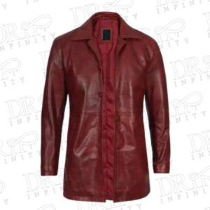 DRIP INFINITY: Men's Real Leather Length Maroon Coat