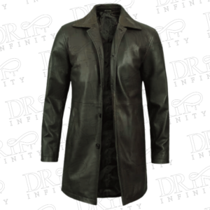 DRIP INFINITY: Men's Tall Vintage Black 3/4 Length Leather Coat