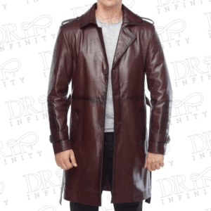 DRIP INFINITY: Charlie Maroon Leather Coat