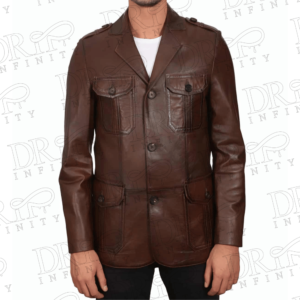 DRIP INFINITY: Jaxon Brown Leather Safari Coat