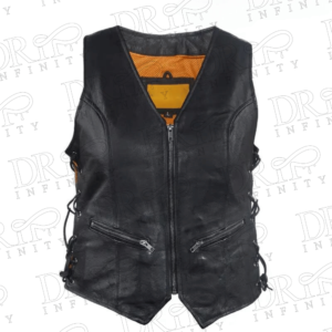 DRIP INFINITY: Women's Leather Motorcycle Zip Up Leather Vest