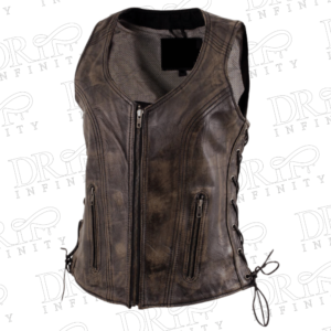 DRIP INFINITY: Women's Bella Distressed Brown Leather Rider Vest