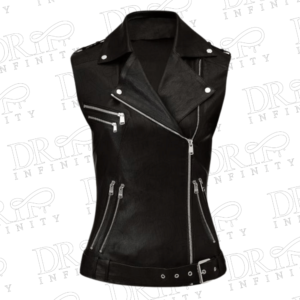 DRIP INFINITY: Women's Classic Black Leather Vest