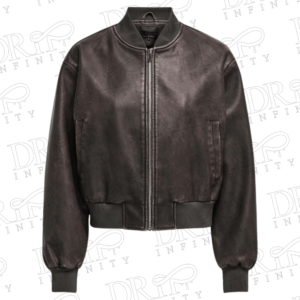 DRIP INFINITY: Women's Chestnut Brown Bomber Leather Jacket