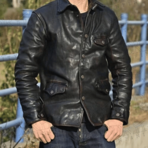DRIP INFINITY: Gabriel Distressed Black Biker Leather Jacket