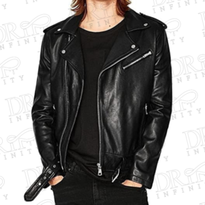 DRIP INFINITY: Men's Biker Style Solid Leather Jacket